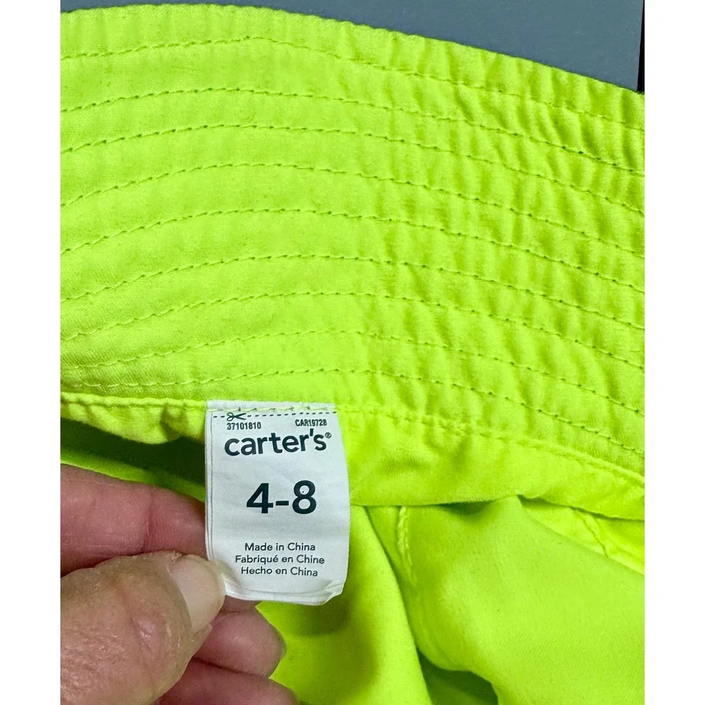Carters Boys Shark Print Bucket Hat Grey Neon Green Sun Hat Size 4-8